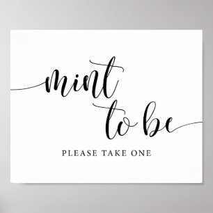 Poster Enseigne de faveurs de mariage rustique Menthe À Ê