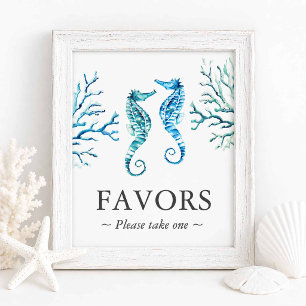 Poster Enseigne de Faveurs de Mariage sur la Plage Hippoc