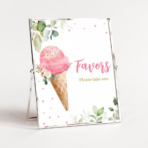 Poster Enseigne de Favors de Baby Shower Glace Rose