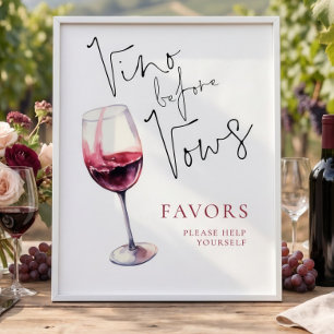 Poster Enseigne de Favors de Fête de Mariage Vino Before
