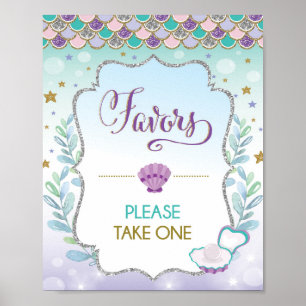 Poster Enseigne de Favors de Sirène Anniversaire Bébé Mar