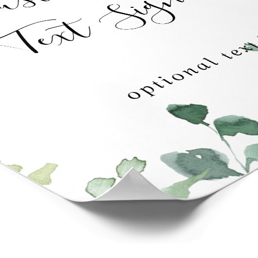 Poster Enseigne de feuillage vert de script de calligraph (Coin)