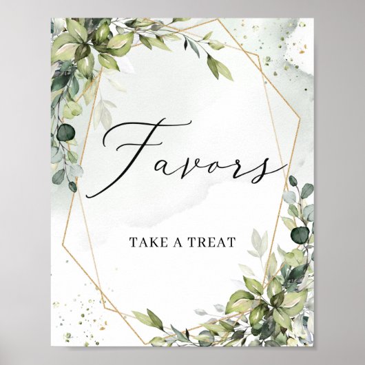 Poster Enseigne de feuilles de verdure moderne en géométr (Devant)