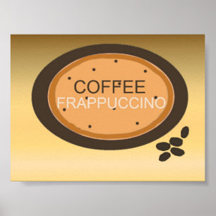 Poster Enseigne de Frappuccino au café en orange et marro