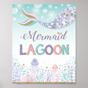 Poster Enseigne de la Lagune des Sirènes sous l'eau Plage