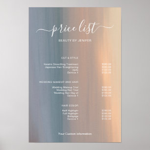 Poster Enseigne de liste de prix de salon minimaliste mod