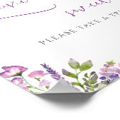 Poster Enseigne de mariage amour lilas rustique est doux (Coin)