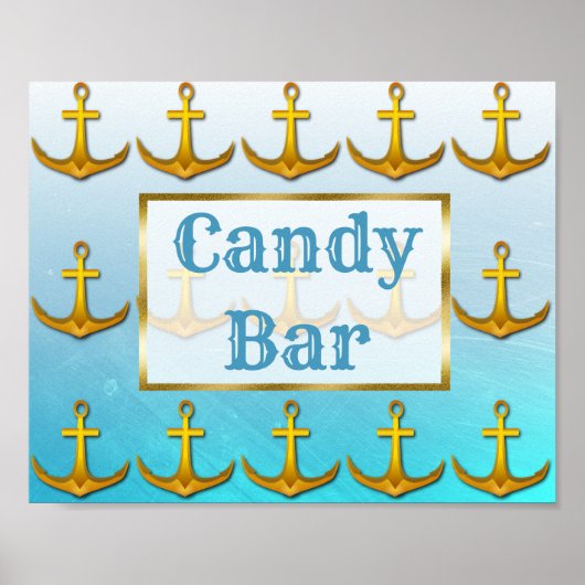 Poster Enseigne de mariage Bar à bonbons Oceanic Aqua Ble (Devant)