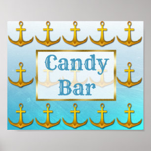 Poster Enseigne de mariage Bar à bonbons Océanique Bleu A