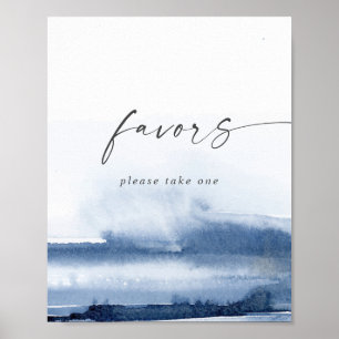 Poster Enseigne de mariage bleu à l'aquarelle moderne   C