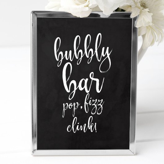 Poster Enseigne de mariage Bubbly Bar Chalkboard 8x10