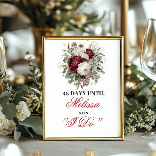 Poster Enseigne de mariage Burgundy Blush intemporel
