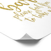 Poster Enseigne de mariage Candy Bar Gold Glitter Script  (Coin)