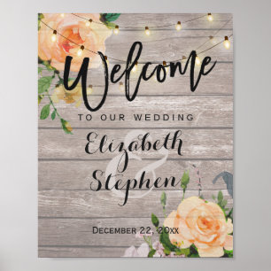 Poster Enseigne de mariage de bienvenue avec guirlande lu