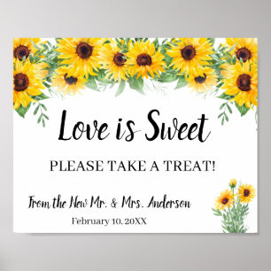 Poster Enseigne de mariage de fiançailles Fleurs de tourn