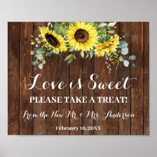 Poster Enseigne de mariage de fiançailles Fleurs de tourn