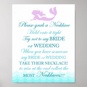 Poster Enseigne de mariage de sirène pour Baby Shower san