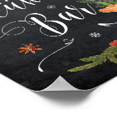 Poster Enseigne de mariage d'hiver bar à vin chaud Noël (Coin)