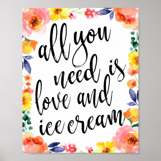Poster Enseigne de mariage floral 8x10 Ice Cream Sation (Devant)