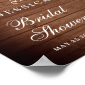 Poster Enseigne de mariage floral avec des roses en bois  (Coin)