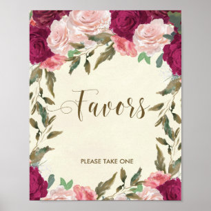 Poster Enseigne de mariage floral pour la mariée
