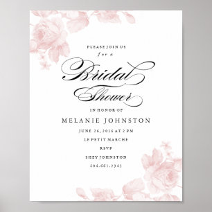 Poster Enseigne de mariage florale vintage