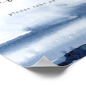 Poster Enseigne de mariage moderne aquarelle bleue (Coin)