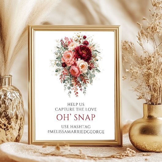 Poster Enseigne de mariage Opulent Deep Red Boho Oh Snap