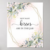 Poster Enseigne de mariage végétal Combien de baisers (Devant)