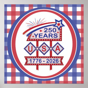 Poster Enseigne de marquise rétro USA 250e anniversaire 1