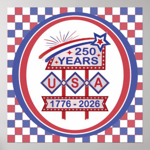 Poster Enseigne de marquise rétro USA 250e anniversaire 1