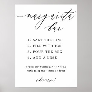 Poster Enseigne de menu de bar à margarita à calligraphie