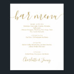 Poster Enseigne de menu de bar à signature dorée<br><div class="desc">Cette élégante enseigne de menu de bar minimaliste à écriture dorée est parfaite pour toutes les célébrations. Conçue par Thisisnotme©</div>