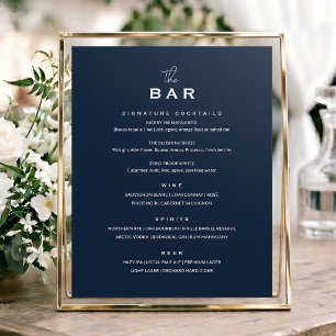 Poster Enseigne de menu de bar de mariage classique chic