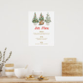 Poster enseigne de menu de bar de Noël sapins (Cuisine)