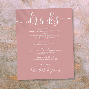 Poster Enseigne de menu de boissons à écriture Signature