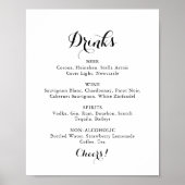 Poster Enseigne de menu de boissons de mariage à calligra (Devant)