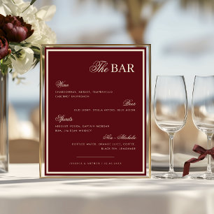 Poster Enseigne de menu de boissons de The Wedding Bar en