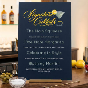 Poster Enseigne de menu de cocktail Navy Margarita Martin