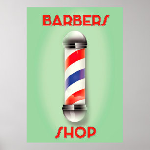 Poster Enseigne de poteau vintage de salon de coiffure po