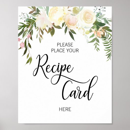 Poster ENSEIGNE DE REÇETTE DE FÊTE DE MARIAGE Floral Rose (Devant)