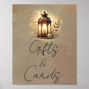 Poster Enseigne de table Cartes et Cadeaux Lanterne Bronz