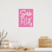 Poster Enseigne de vente rose personnalisable pour magasi (Cuisine)