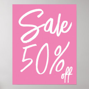 Poster Enseigne de vente rose personnalisable pour magasi