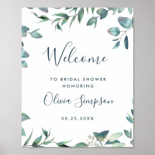 Poster Enseigne de verdure d'eucalyptus aquarelle pour la