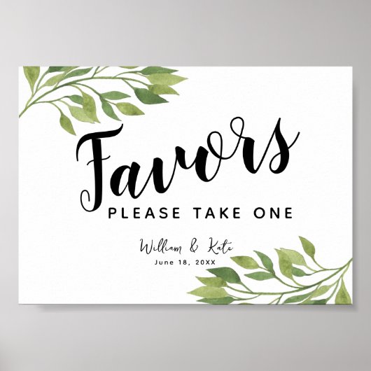 Poster enseigne de verdure feuille verte Faveurs de fête (Devant)