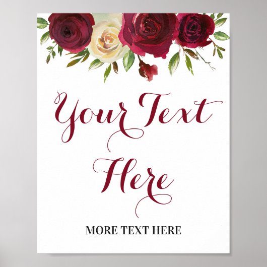 Poster Enseigne décorative personnalisable en rouge vin d (Devant)