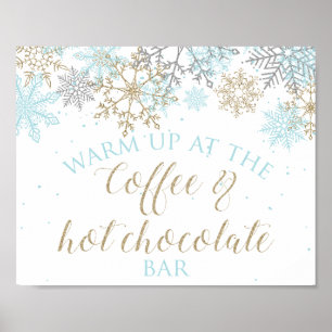 Poster Enseigne du bar à café et chocolat chaud Winter On