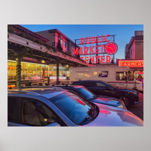 Poster Enseigne du marché Pike de Seattle (Devant)