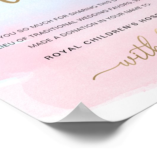 Poster Enseigne en eau rose bleu et or pour remplacer les (Coin)